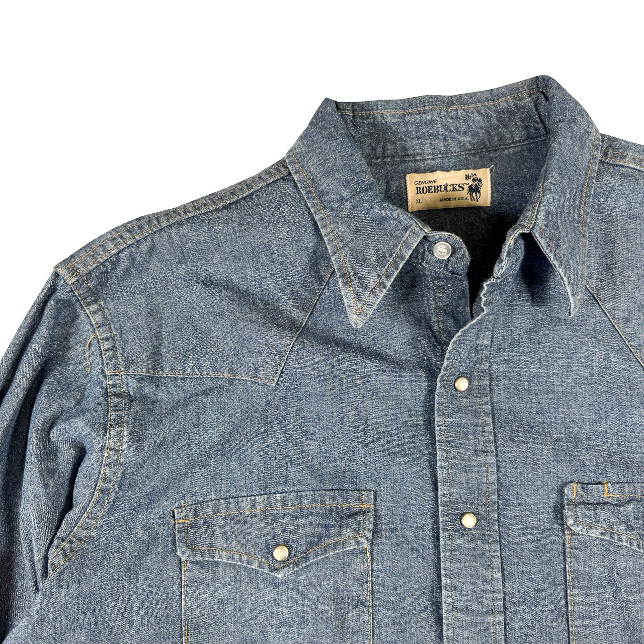 RoeBucks Blue Jean-Like Vintage Button Up XL