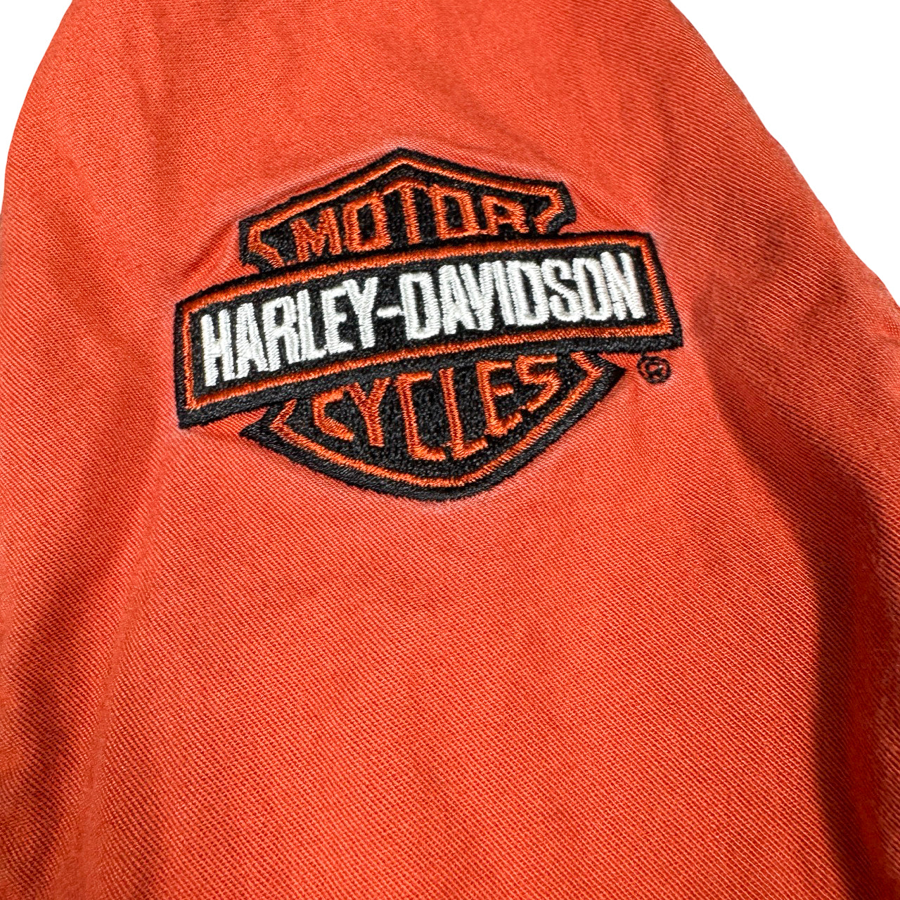 Harley Davidson Button-Up Orange Sleeves Black XL