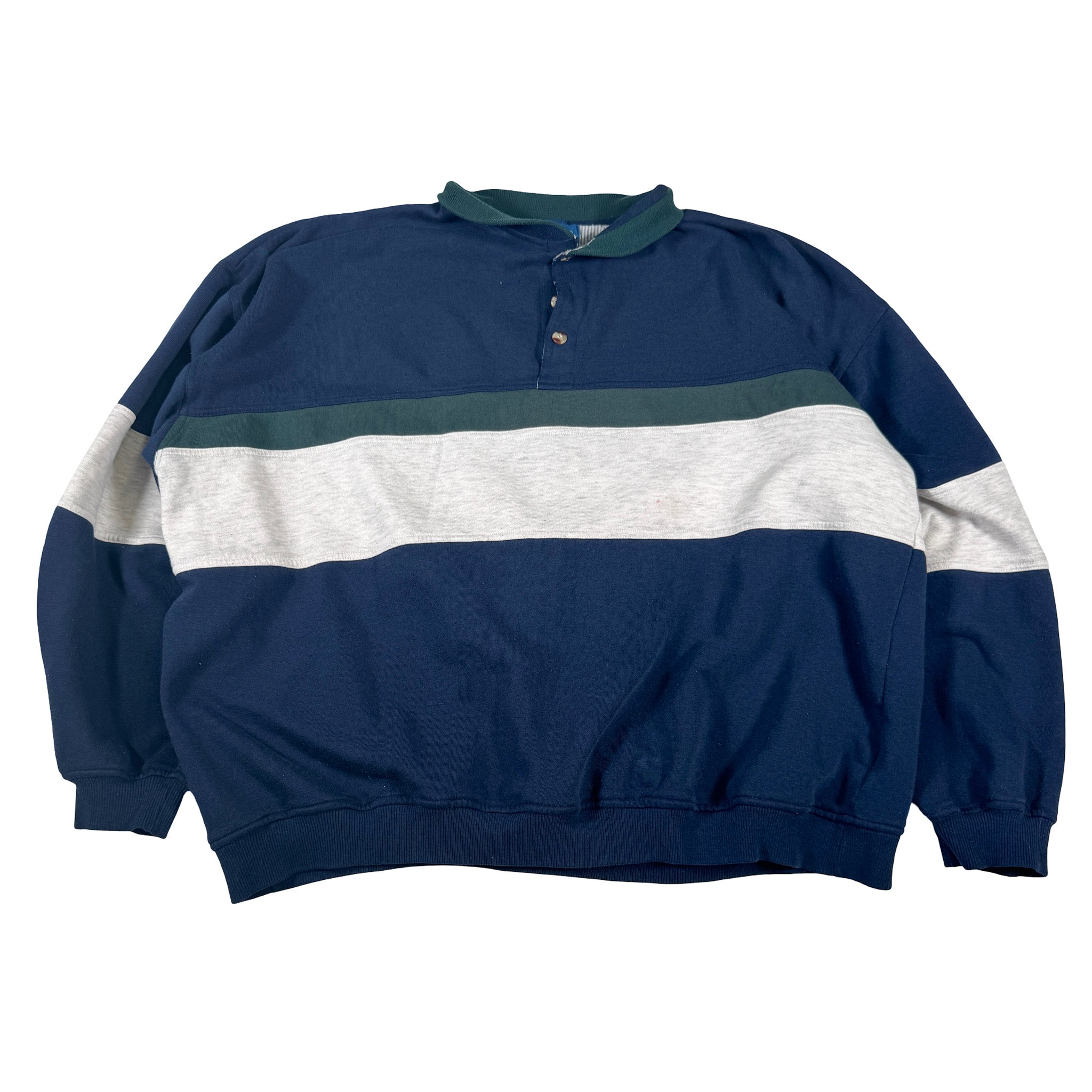 Towncraft Double Stitch White Striped Crewneck Sweatshirt XXL