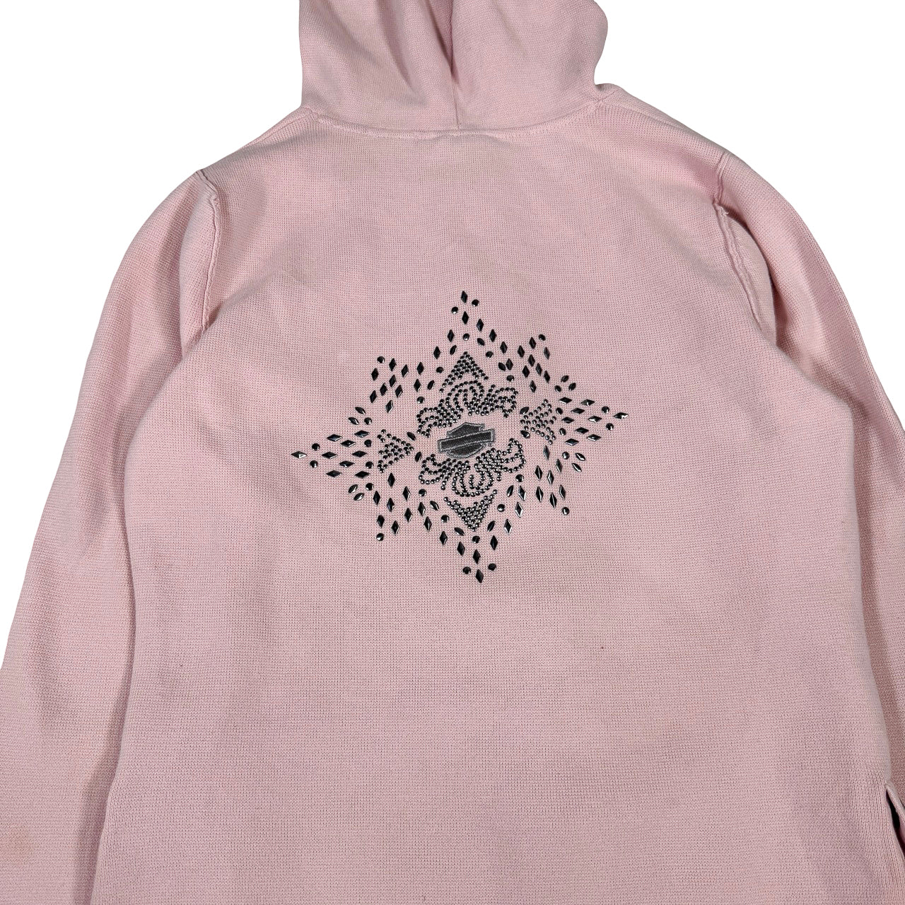 Harley Davidson Bedazzled Hoodie — 90s Coral Gray Large