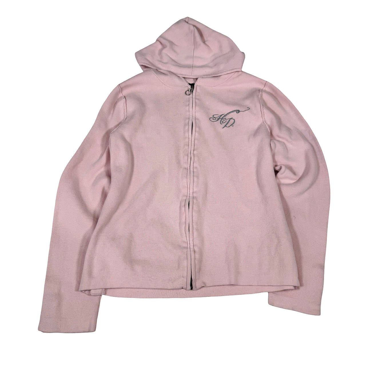 Harley Davidson Bedazzled Hoodie — 90s Coral Gray Large