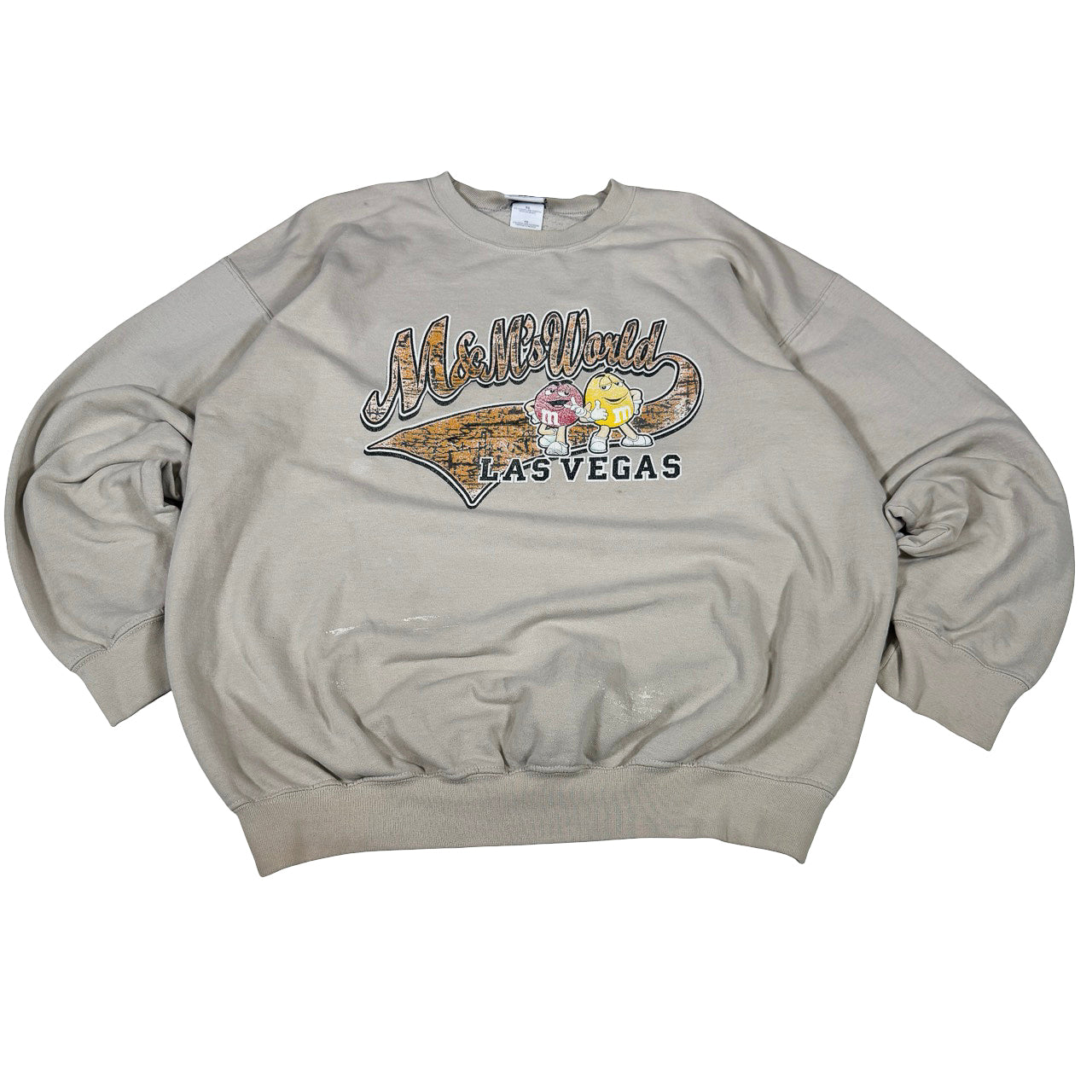 M&M M&Ms World Las Vegas Print Sweatshirt — 1990s Beige XL