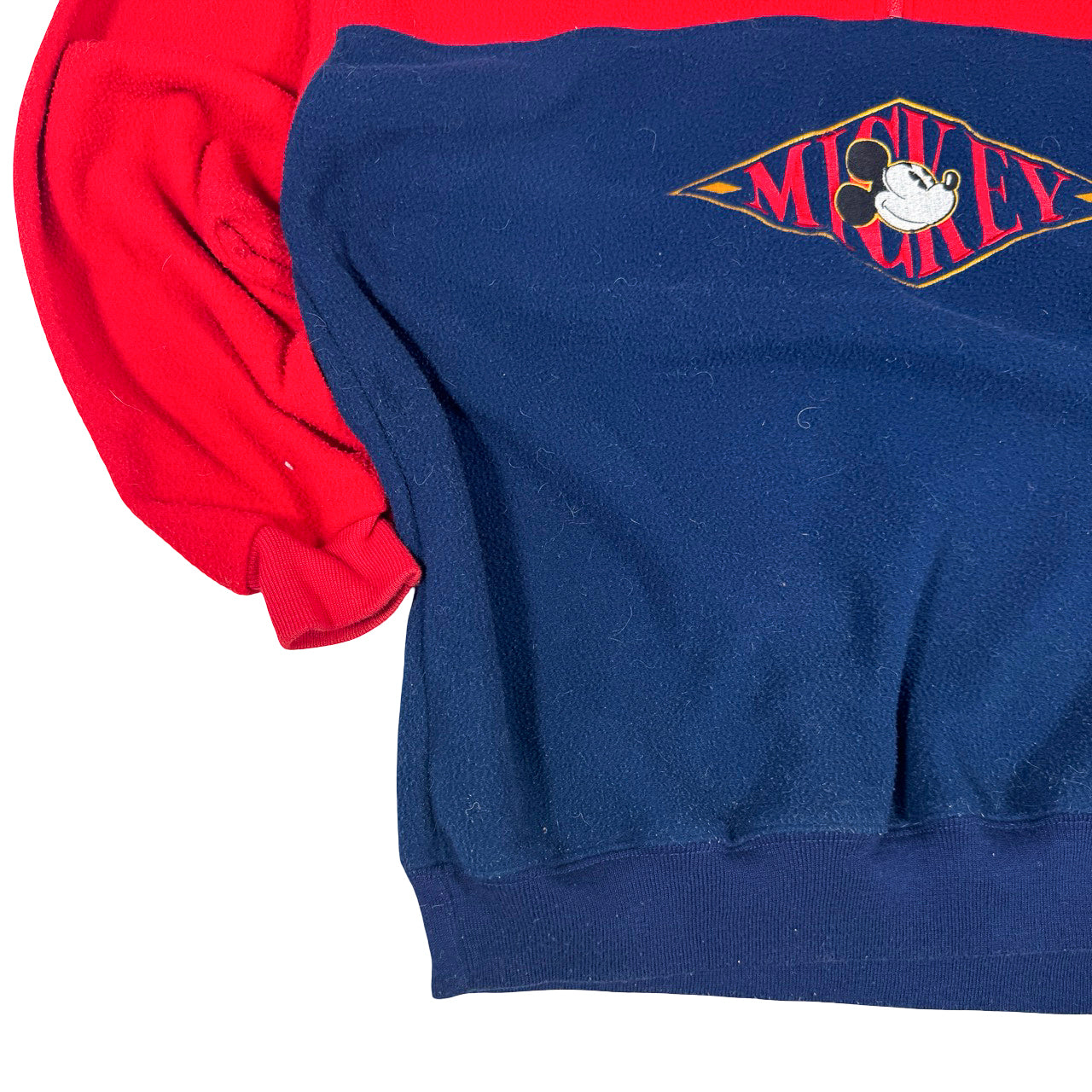 Walt Disney Mickey Mouse Quarter-Zip — 1990s Navy Fleece Sweatshirt L