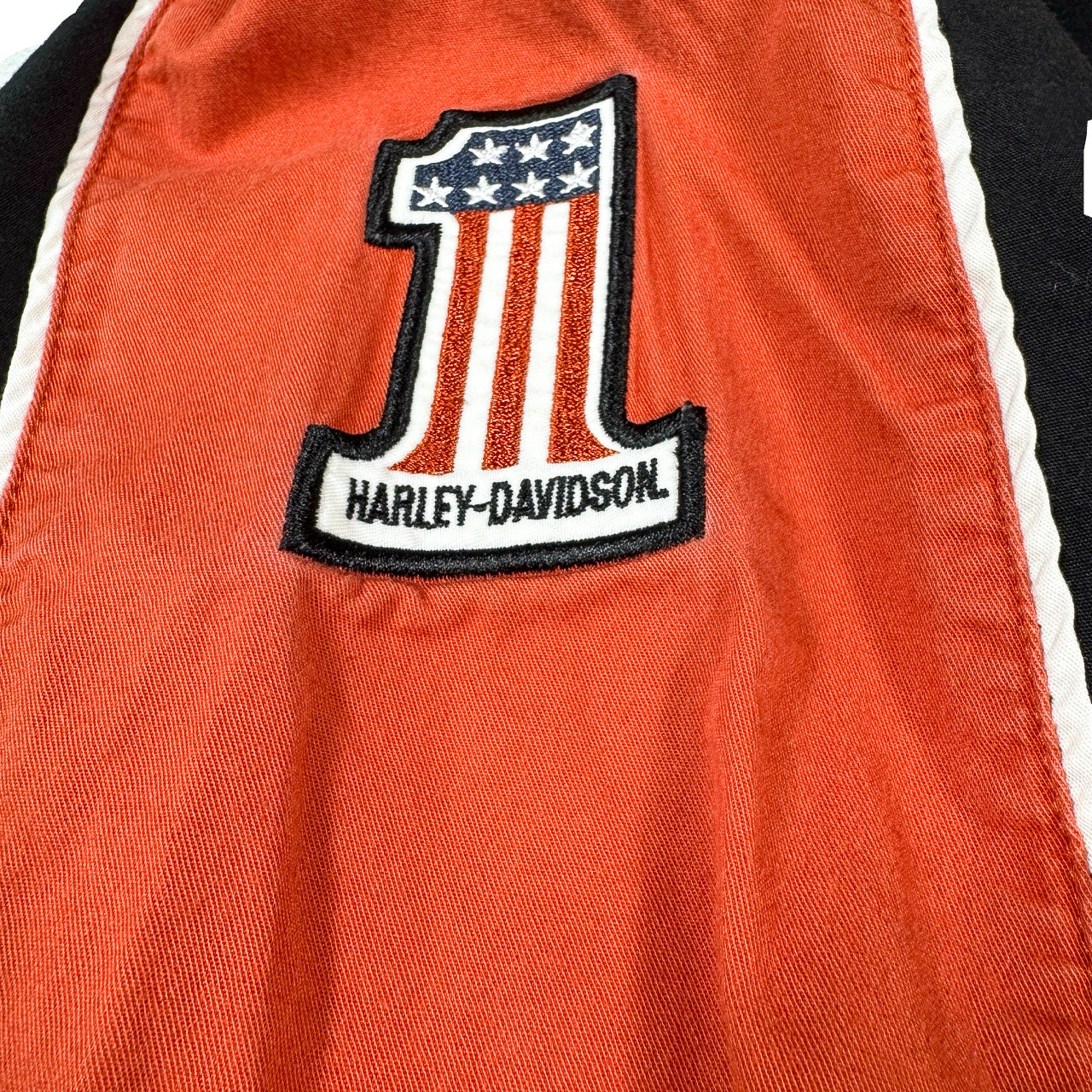Harley Davidson Button-Up Orange Sleeves Black XL