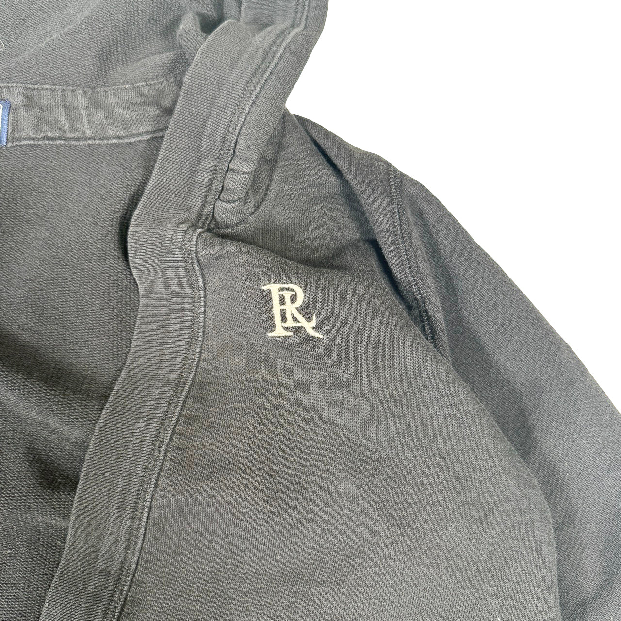 Polo Jeans Company Extended V-Neck Hoodie — 1990s Short Sleeve Black Large