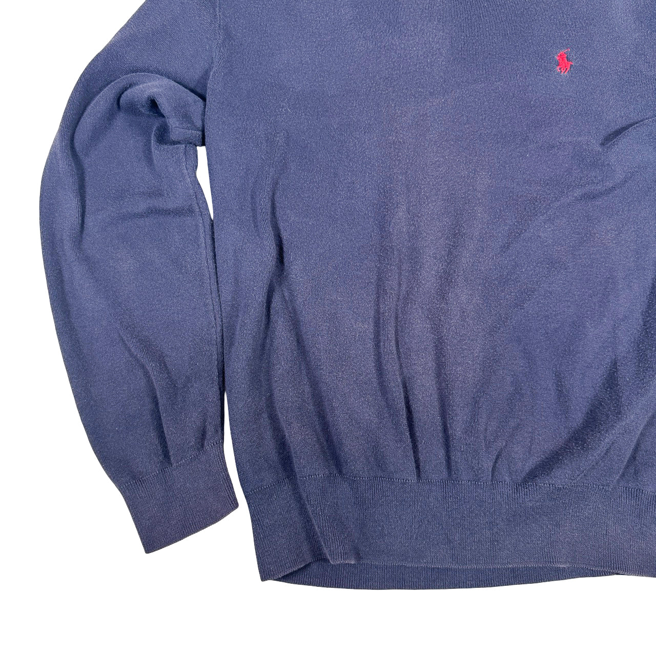 Ralph Lauren V-Neck Sweatshirt — 1990s Pima Cotton Knit Medium