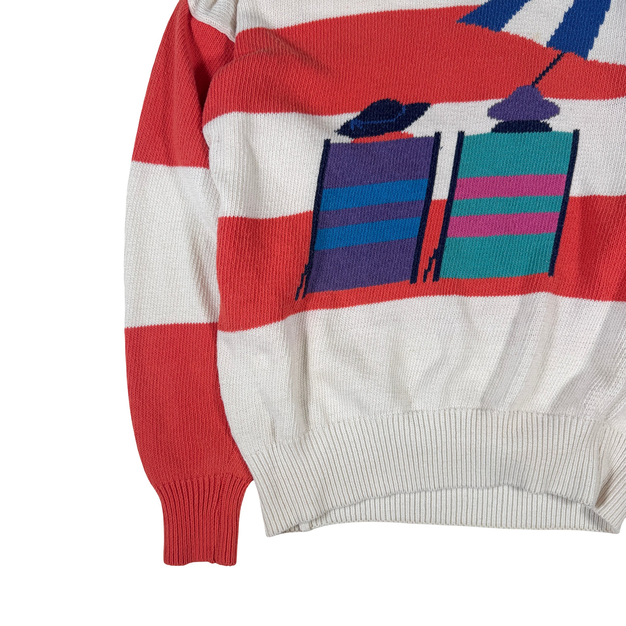 Fiori Blu Embroidered Chain Stitch Beach Chair Sweatshirt M