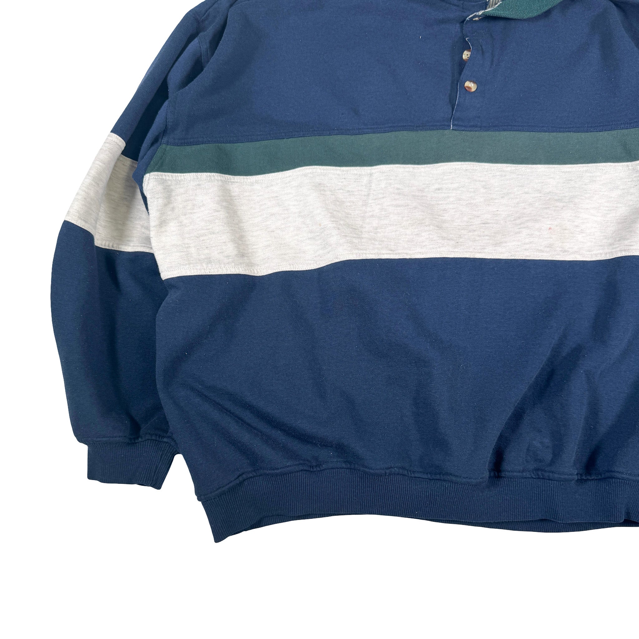 Towncraft Double Stitch White Striped Crewneck Sweatshirt XXL