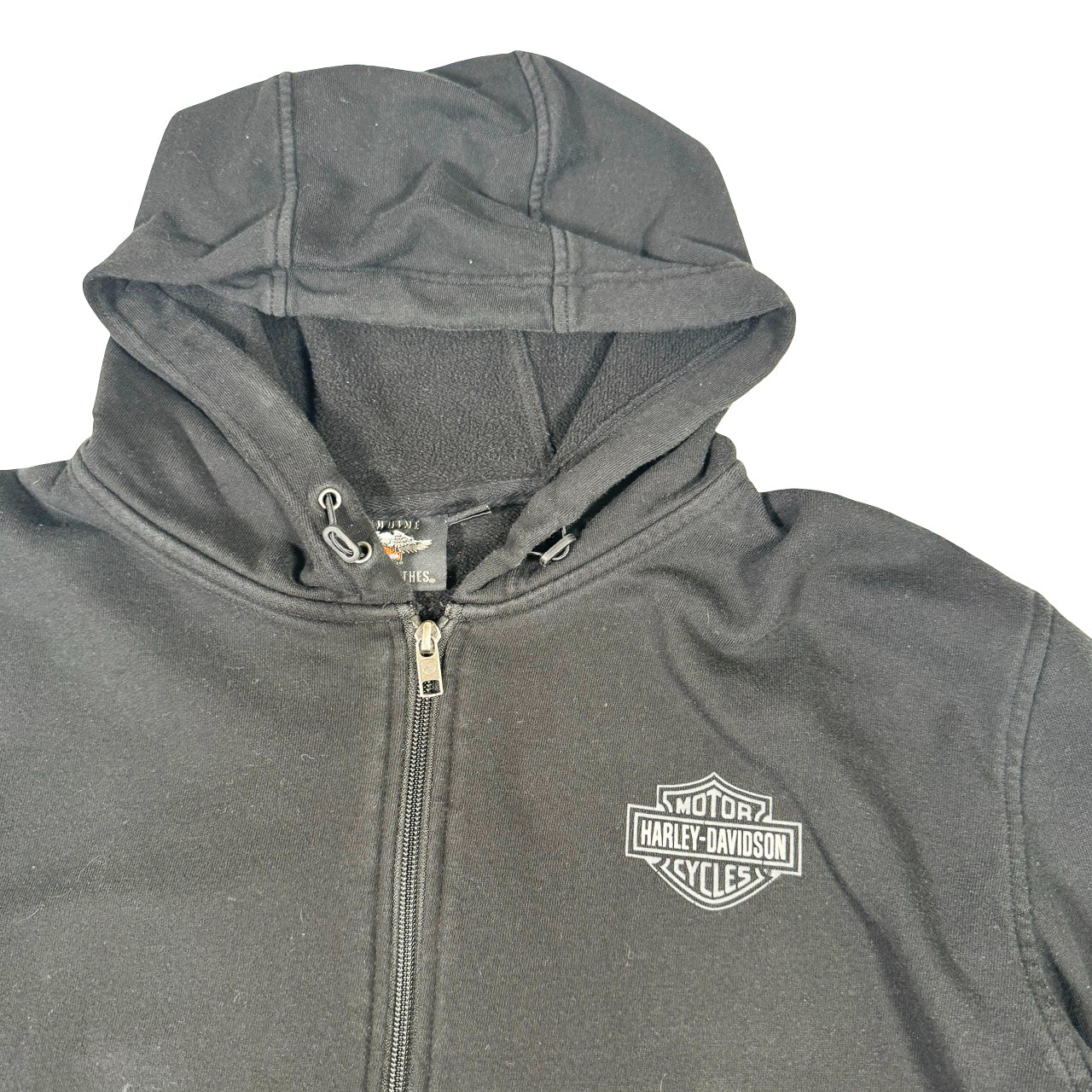 Harley Davidson Zip-Up Hoodie — 2000s Black Heavyweight XXL