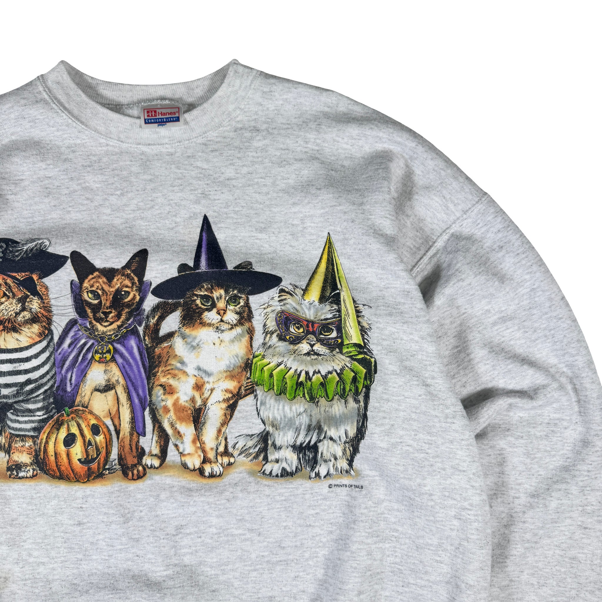 Hanes AOP Double Stitch 4 Halloween Cats Sweatshirt XL